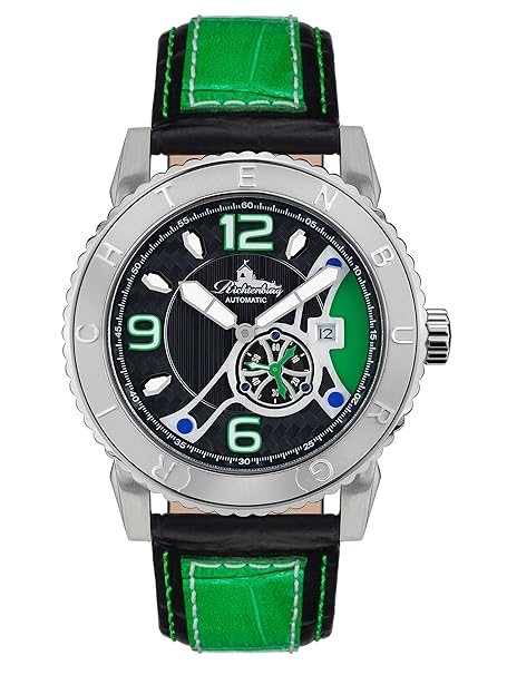 Richtenburg R12500A Jakarta Stahl Grün mit Lederarmband Herren Automatik Armbanduhr