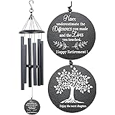 Retirement Gift for Woman Men, 32" Wind Chimes Retirement Gifts, Happy Retirement Gifts for Coworker Colleague Boss Teachers Nurses Friends, Going Away Gifts Retirement Decorations (Black)