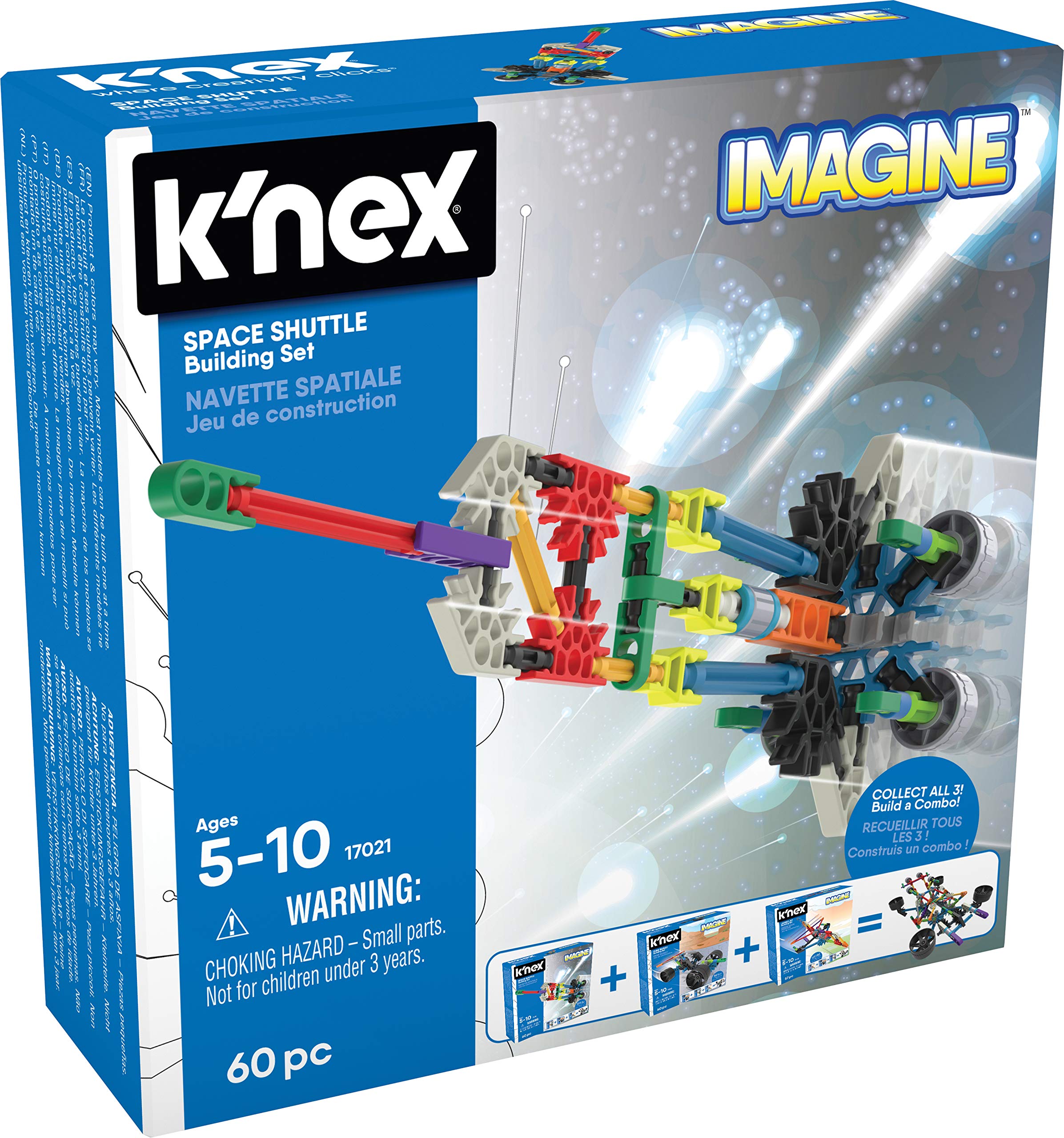 Basic Fun K'NEX | Space Shuttle Starter Vehicle | Educational Toys for Kids, STEM Learning Kit, Construction 60 Pieces Ages 5 17020
