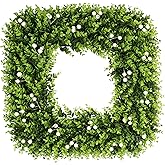 Petalyn 24 Inch Large Boxwood Wreath with White Berries, Spring Summer Artificial Green Wreaths for Front Door Farmhous Wedding Window Hanging Wall All Year Round Indoor & Outdoor