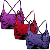 OVESPORT 3 Piece Women's Workout Sports Bras Seamless Tie-dye Strappy Gym Yoga Crop Bra
