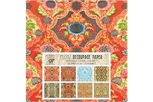 Decoupage Paper Pack (24 Sheets 6"x6") Baroque Floral Damask FLONZ Vintage Styled Paper for Decoupage, Craft and Scrapbooking