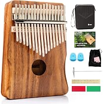 Alnicov Kalimba 17 Clés En Acacia Avec Micro Intégré - Idéal Débutants Et Musiciens, Son Chaleureux Et Connectable