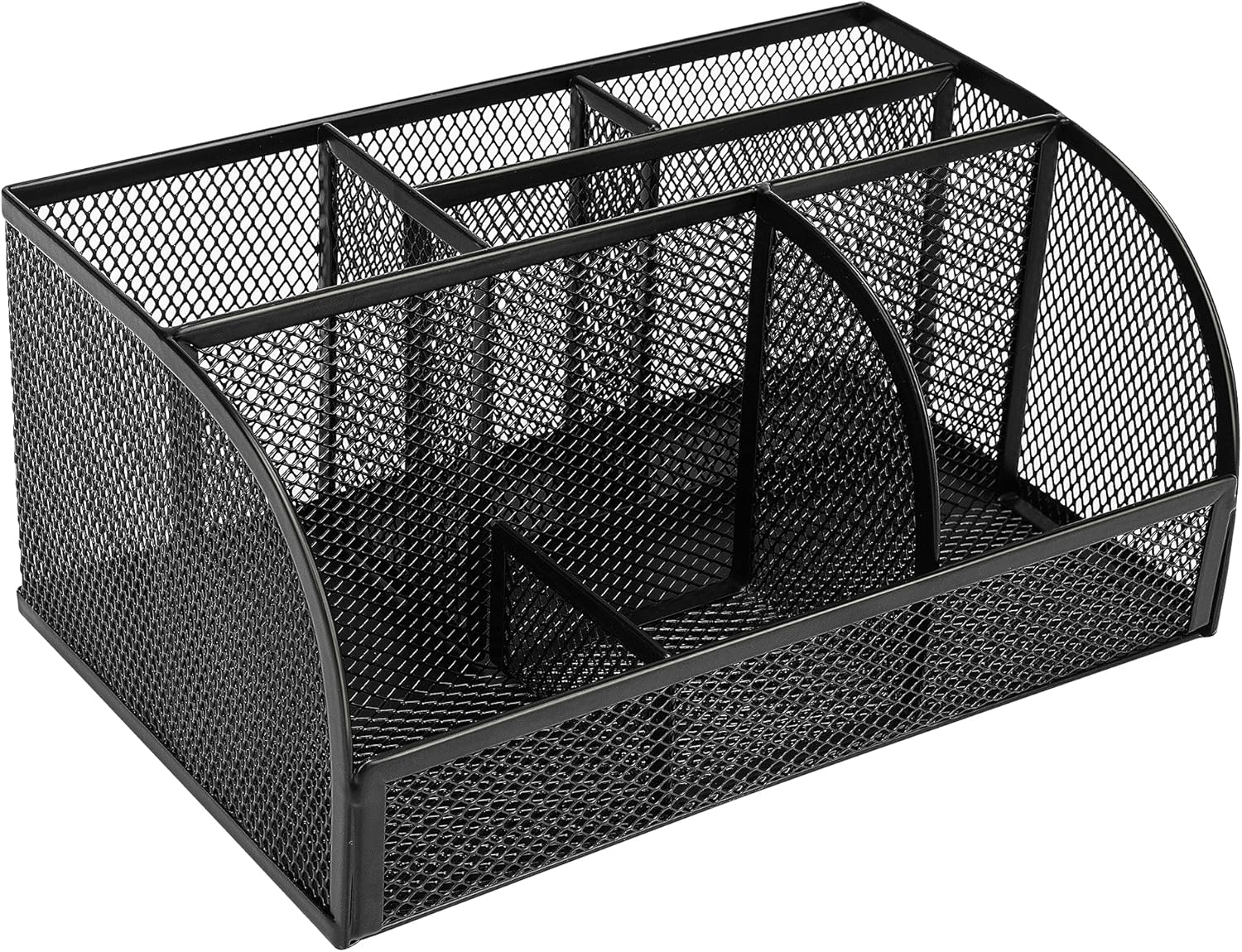Deli Mesh Desk Organizer Office Supplies Caddy with Pen Holder and Storage Baskets for Desktop Accessories, 7 Compartments, Black : Office Products