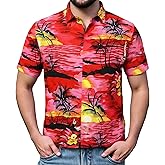 Mens Hawaiian Shirts Tops Short Sleeve Floral Button Down Beach Shirt Vintage Tropical Palm Summer Lightweight Blouses Male
