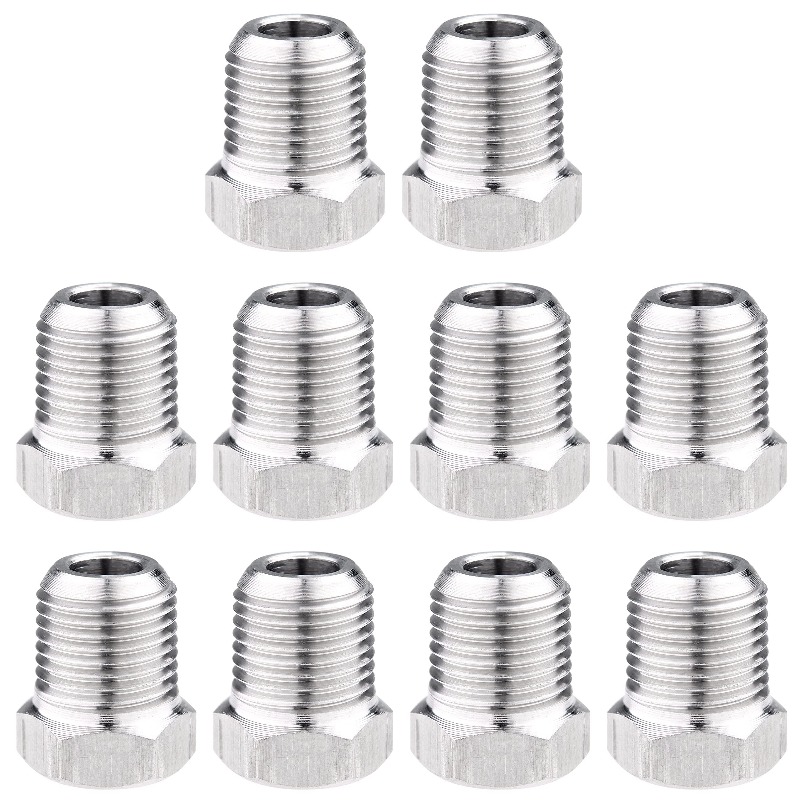 LTWFITTING Stainless Steel 316 Pipe Hex Head Plug Fittings 1/8-Inch Male BSPT Air Fuel Water Boat (Pack of 10)