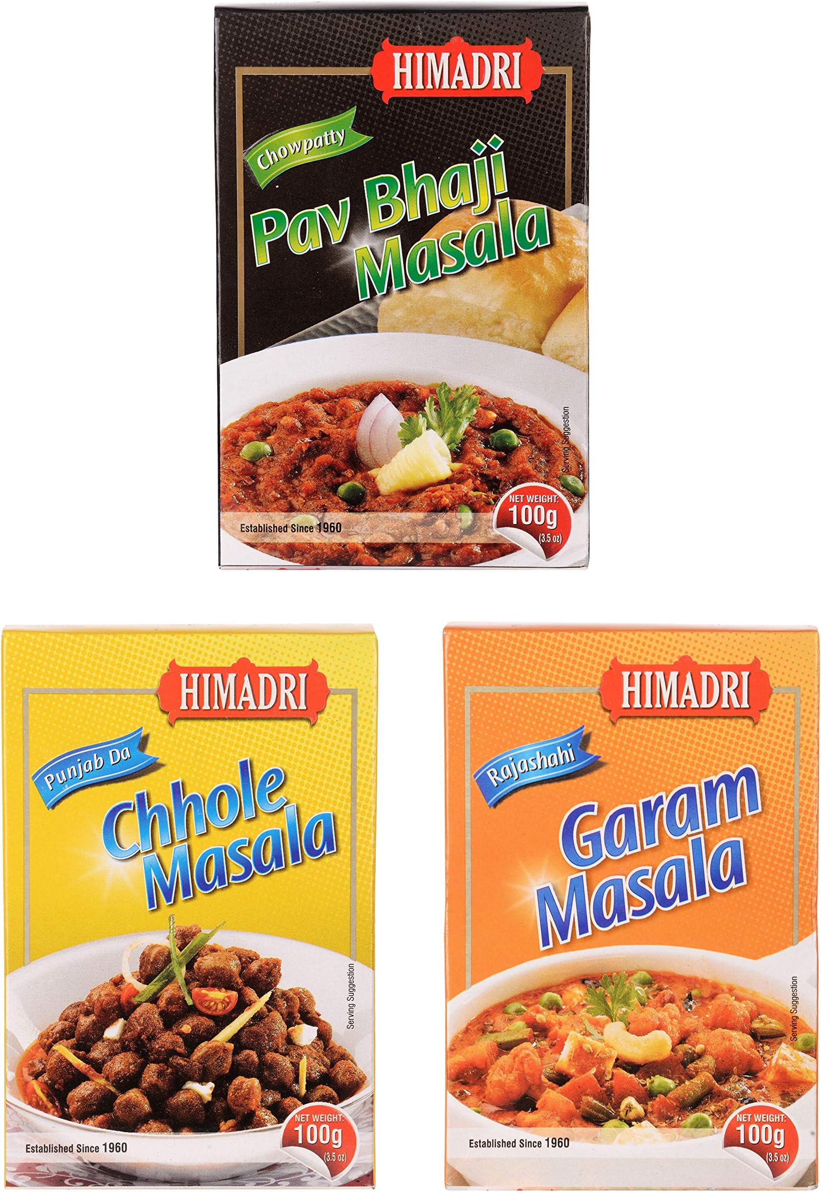 Himadri Foods Garam Masala, Pavbhaji Masala and Chole Masala, 300 gr (Combo of 3)
