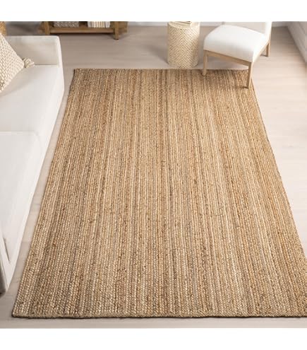 SAFAVIEH Natural Fiber Round Collection 10' Round Natural NFB250A Handmade Boho Country Charm Jute Area Rug