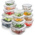 PrepNaturals 13 Pack Glass Meal Prep Containers - Dishwasher Microwave Freezer Oven Safe - Glass Storage Containers with Lids