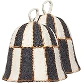 ASKOLD 2 pcs Wool Sauna Hats Checkered Sauna Accessory - Banya Sauna Hat for Men Women Wool Sauna Cap for Men Women (Grey)