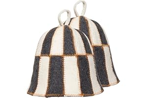 ASKOLD 2 pcs Wool Sauna Hats Checkered Sauna Accessory - Banya Sauna Hat for Men Women Wool Sauna Cap for Men Women (Grey)