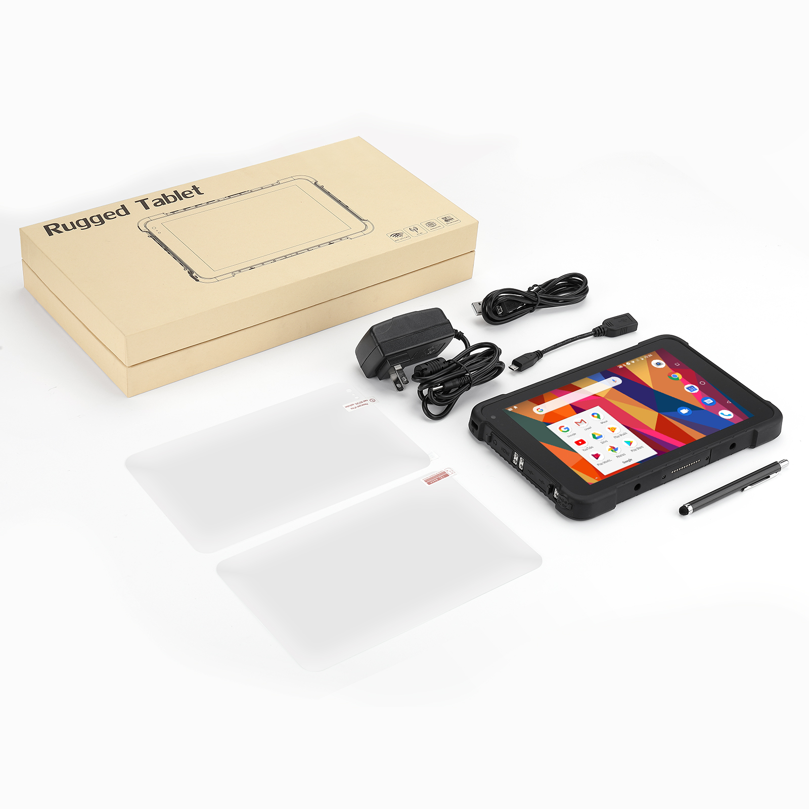 MUNBYN Rugged Android Tablet Scanner IRT01, 8-inch Tablet Android 10,Equip with Zebra SE2707 Scanner 700nit Heavy Duty Tablet IP67 MIL-STD-810G Sunshine Readable, Inventory Mobile Handheld Computer