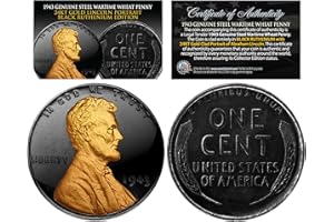 MERRICK MINT 1943 Genuine Black Ruthenium & 24K Golden Abraham Lincoln Steel WAR Wheat Penny
