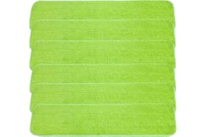 LTWHOME 24" Microfiber Wet or Dry Mop Pads in Green for All Hard Surfaces Cleaning (Pack of 6)