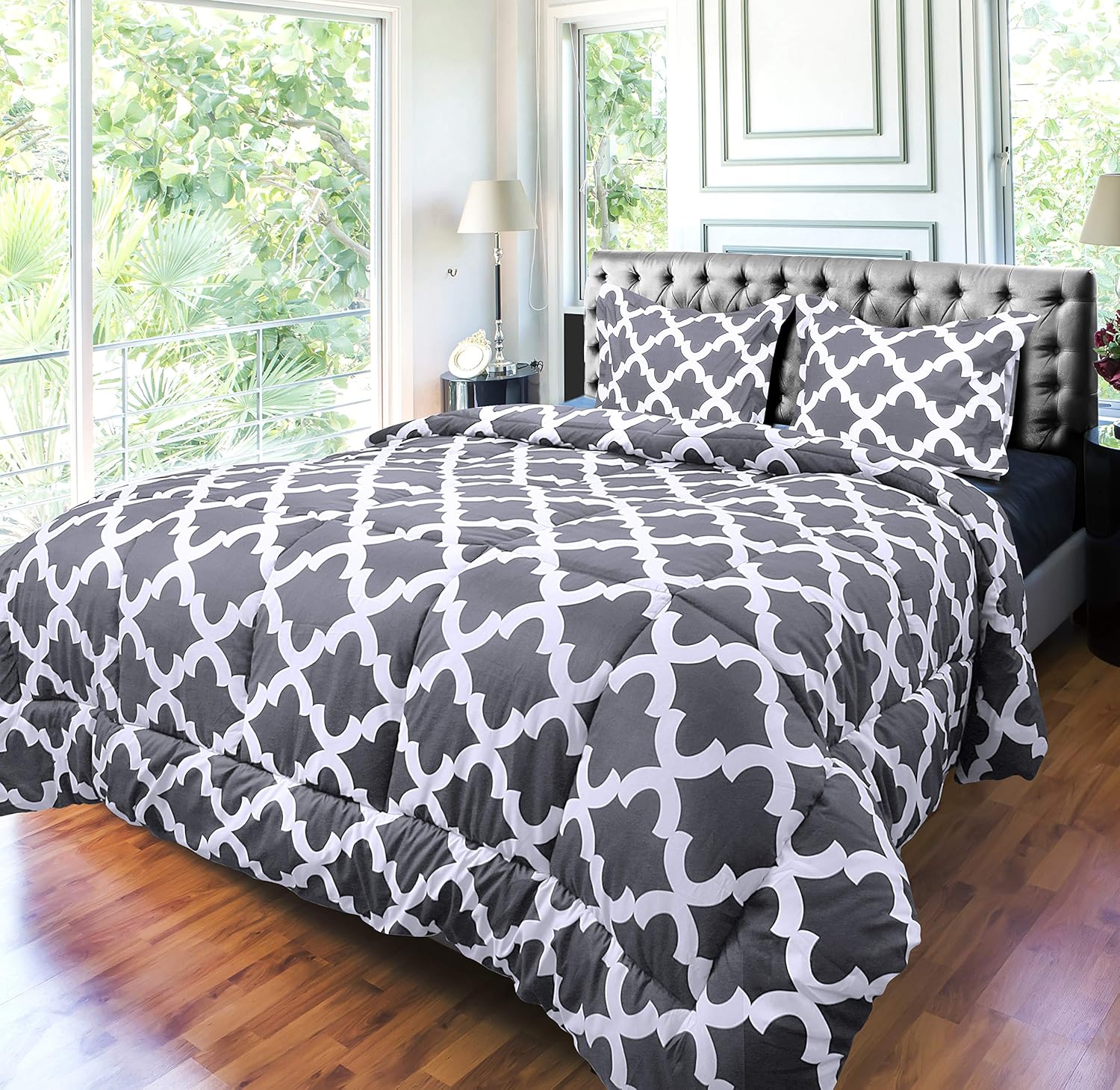 Utopia Bedding Printed Comforter Set (Queen, Grey) with 2 Pillow Shams - Luxurious Brushed Microfiber - Down Alternative Comforter - Soft and Comfortable - Machine Washable: Home & Kitchen