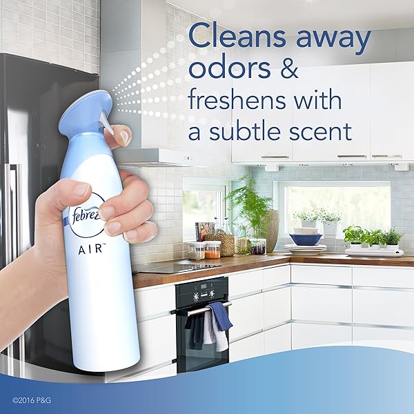 FEBREZE AIR MIST AIR FRESHENER SPRAY, ODOR-FIGHTING ROOM SPRAY, AIR FRESHENERS FOR HOME AND BATHROOM AND KITCHEN, AEROSOL CAN, HEAVY DUTY CRISP CLEAN SCENT, 8.8OZ, 1 COUNT