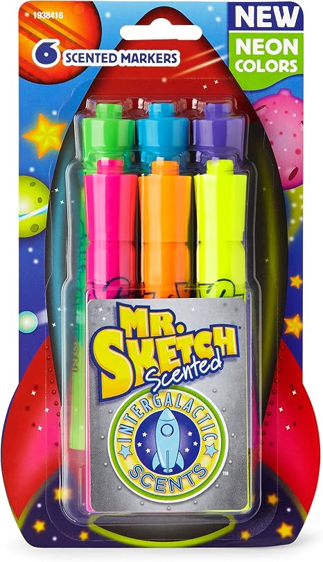 Mr Sketch 1938416 Scented Markers Chisel Tip Intergalactic Neon 6 Count