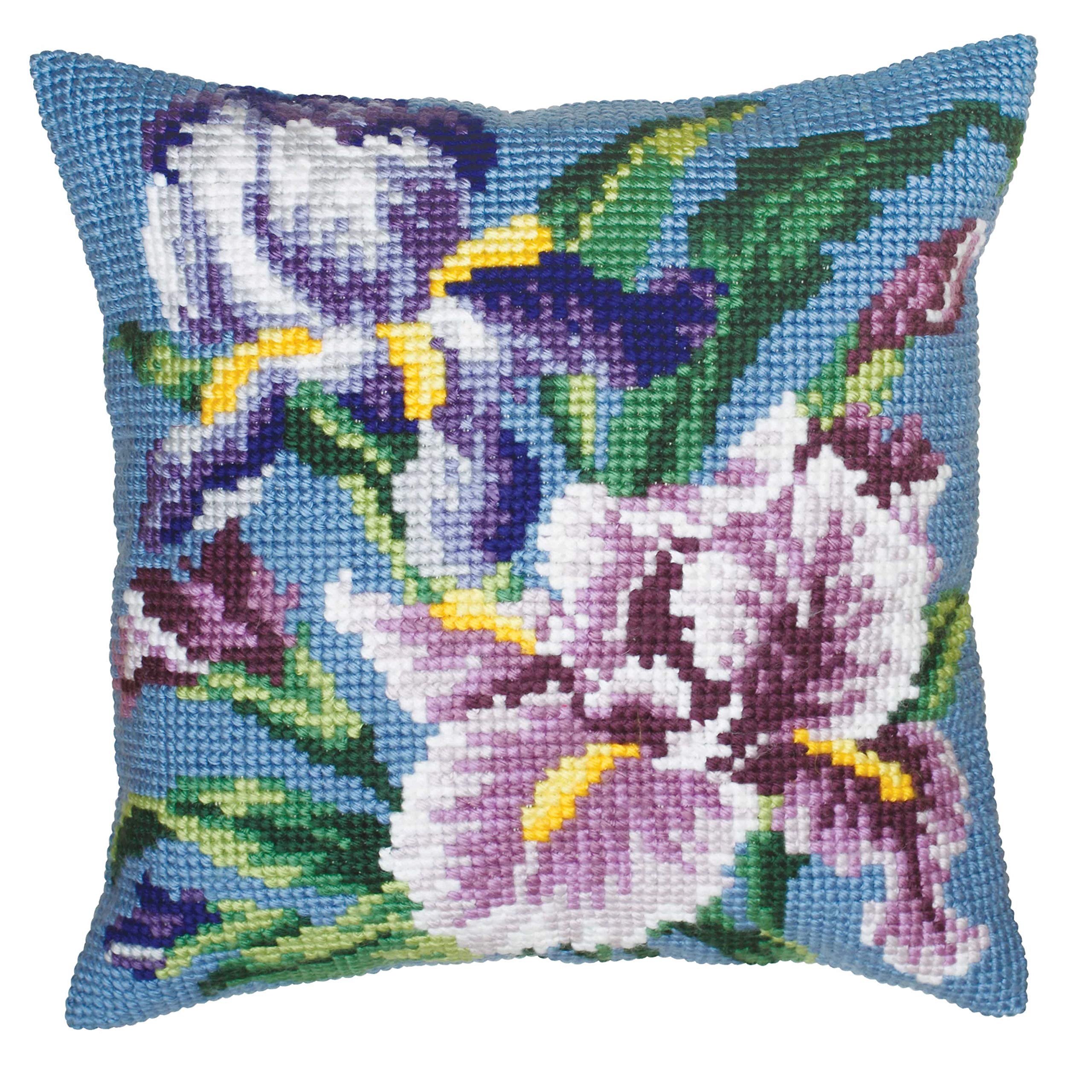 Collection D'Art CD5050 Cross Stitch Cushion: Purple Iris