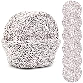 KITLAB Drink Coasters with Holder, Thick Woven Drinking Coasters for Kinds of Cups, Absorbent Coaster Sets for Tabletop Protection, Home Decor for Table, Coasters Set of 6