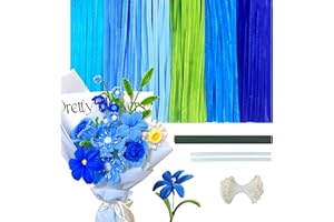 300 PCS 6 Colors Pipe Cleaners Craft Supplies,Chenille Stems for DIY Flower Making Kit,Blue Series Chenille,Thick Fluffy Chen