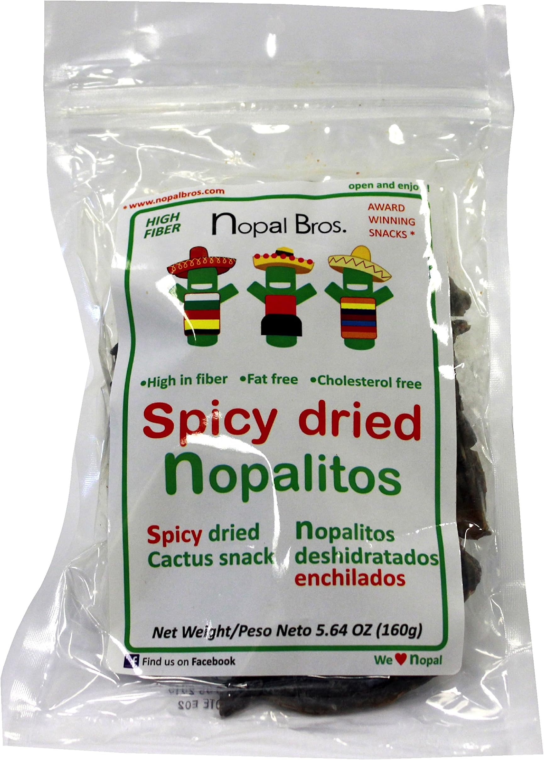 Nopal Bros Spicy Dried, Cactus Snacks, 5.64 Ounce