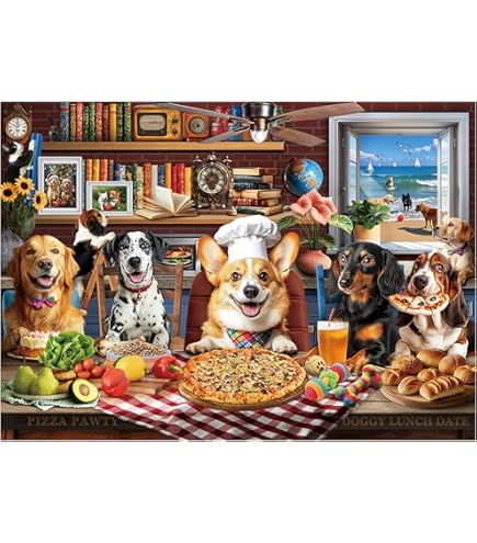 Amazon.com: Vermont Christmas Company Dogs on a Bench Jigsaw