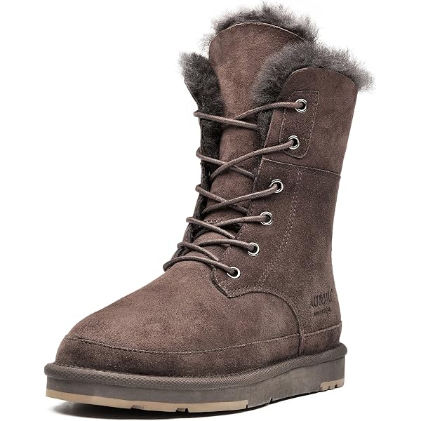 AU&MU CHESTNUT MENS 12 BOOTS AU&MU Shearling & Suede Winter Mid-Calf Lace-up Boots AUMU  main image 3