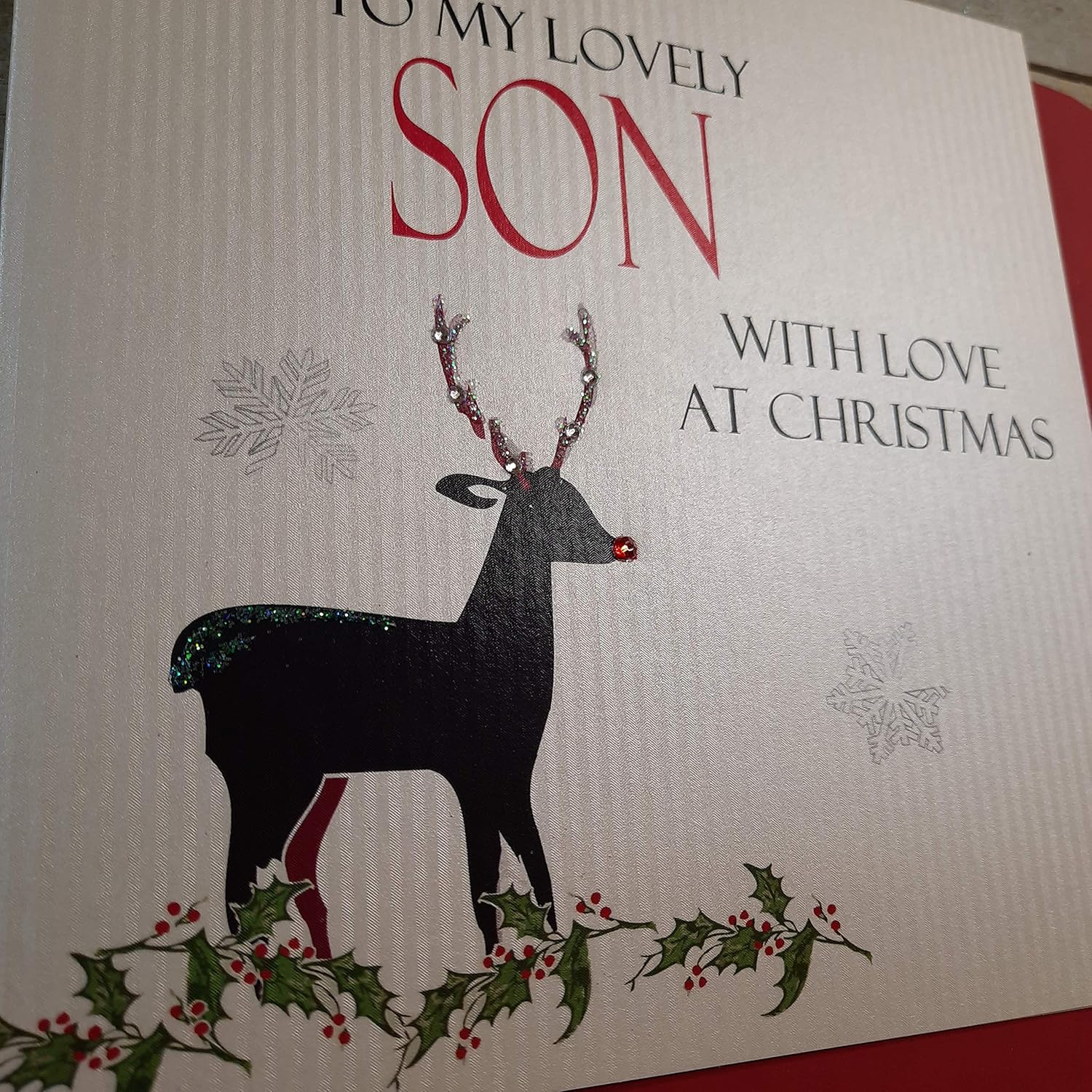 WHITE COTTON CARDS SON With Love, Handmade Christmas Card (Reindeer) - Image 4