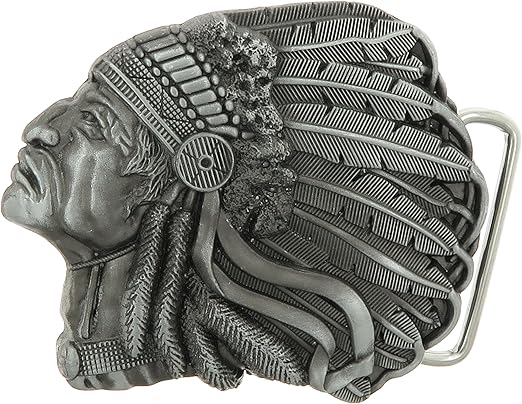 feathered indian belt buckle