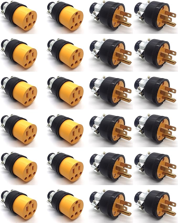 Heavy Duty Three Prong Male Or Female Electric Plugs, 15 Amp 125 Volt