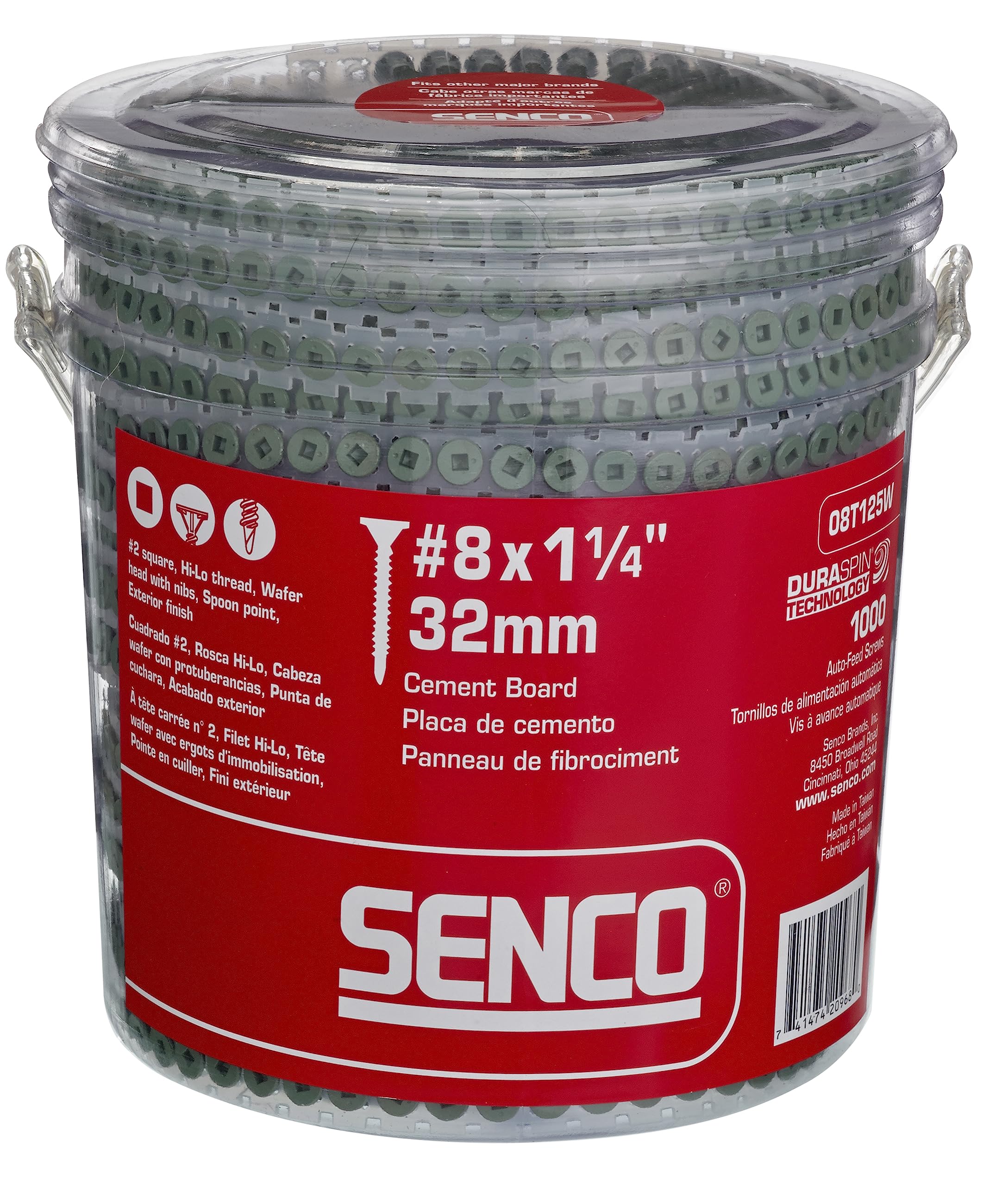 Photo 1 of Senco 08T125W DuraSpin #8 x 1-1/4-inch, Cement Board Collated Screw, 1,000 Ct.