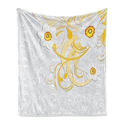 Ambesonne Daffodil Soft Flannel Fleece Throw