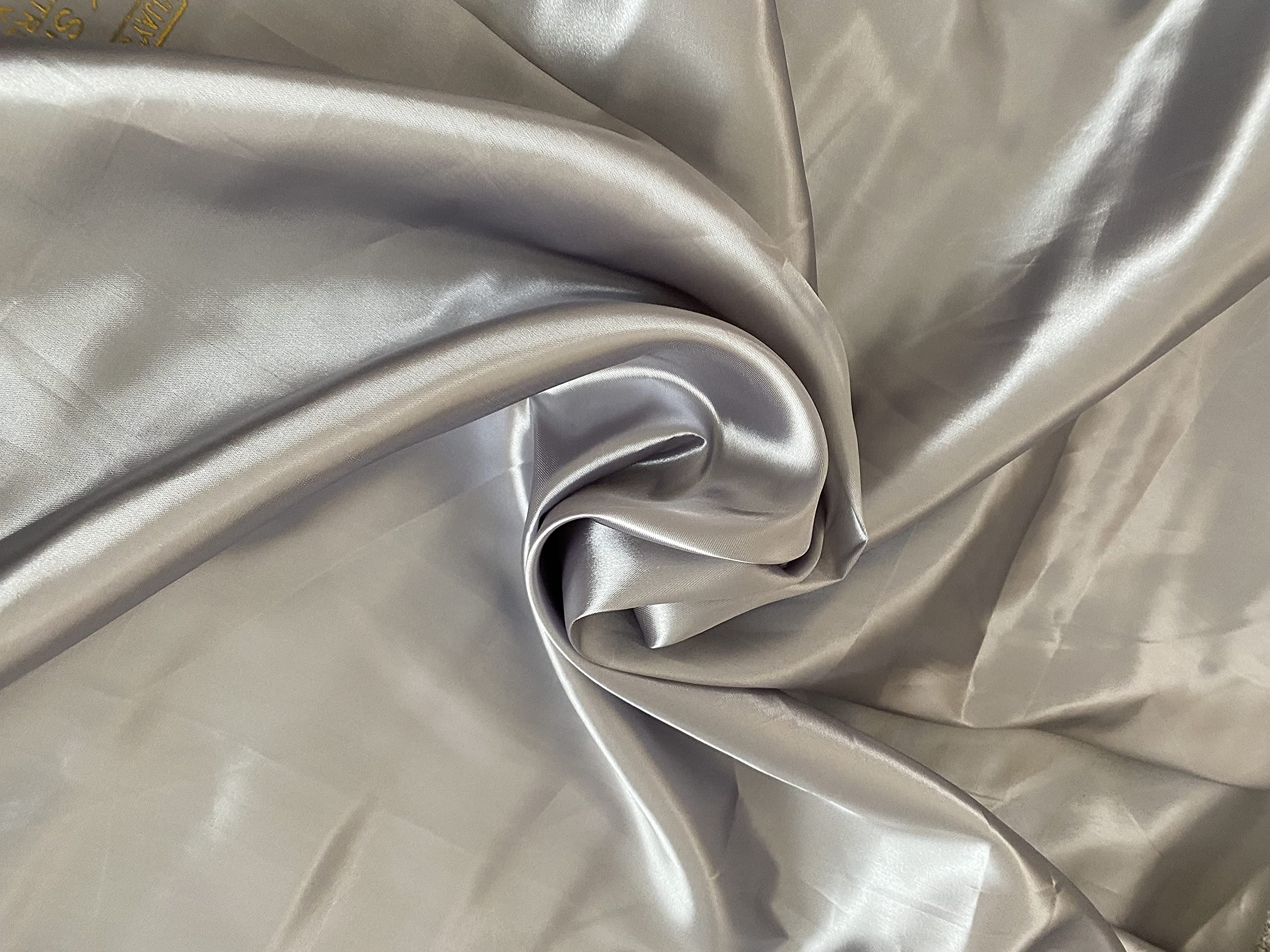 Fancy Textiles Silky Satin Plain Craft Dressmaking Fabric 60'' Wide (2 Meter, Grey)
