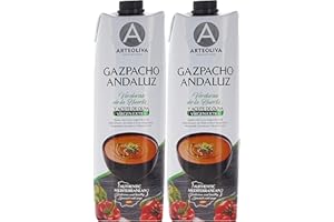 Arteoliva Gazpacho Andaluz with Extra Virgin Olive Oil - Verduras de la Huerta y Aceite de Oliva Virgen Extra - 1 Liter (Pack of 2) - Famous Chilled Spanish Soup from Spain