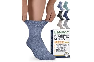 Pembrook Diabetic Socks Men & Women - 6 Pairs Ankle Length Bamboo Socks for Women and Men
