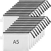 JARLINK 20 Pack Zipper Mesh Document Pouch, 6x9 Inch/A5, Plastic Water-Resistant File Bags, for School Office Supplies, Cosme