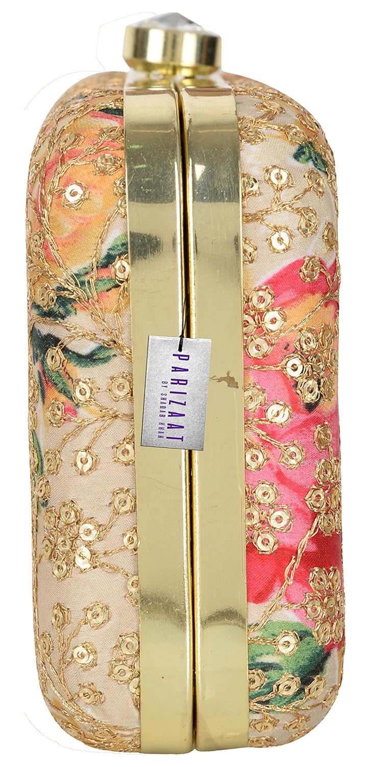 parizaat by shadab khan women's clutch (gold, bx8462)