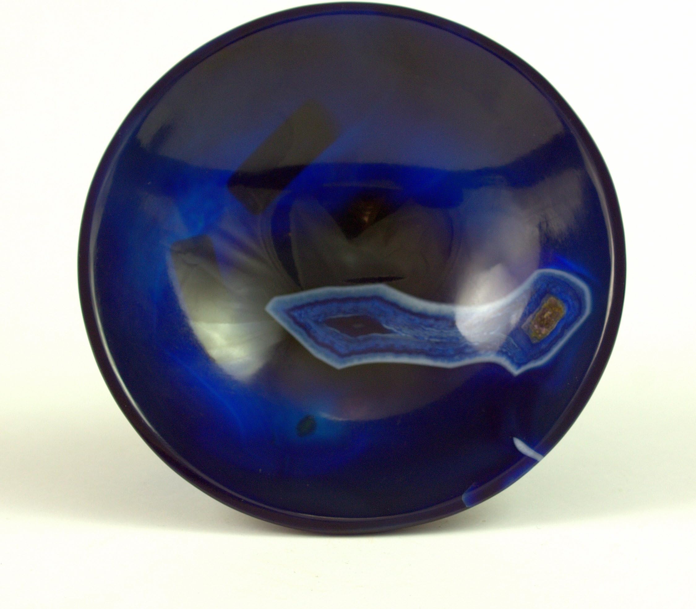 Gemzworld Blue Agate Hand Carved Crystal Bowl