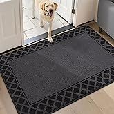 BEQHAUSE Door Mat Dirt Trapper Non Slip Entryway Rugs Absorbent Welcome Mat Low Profile Washable Front Door Mat for Muddy Paws,Entrance,Hallway, 32" x 48",Black