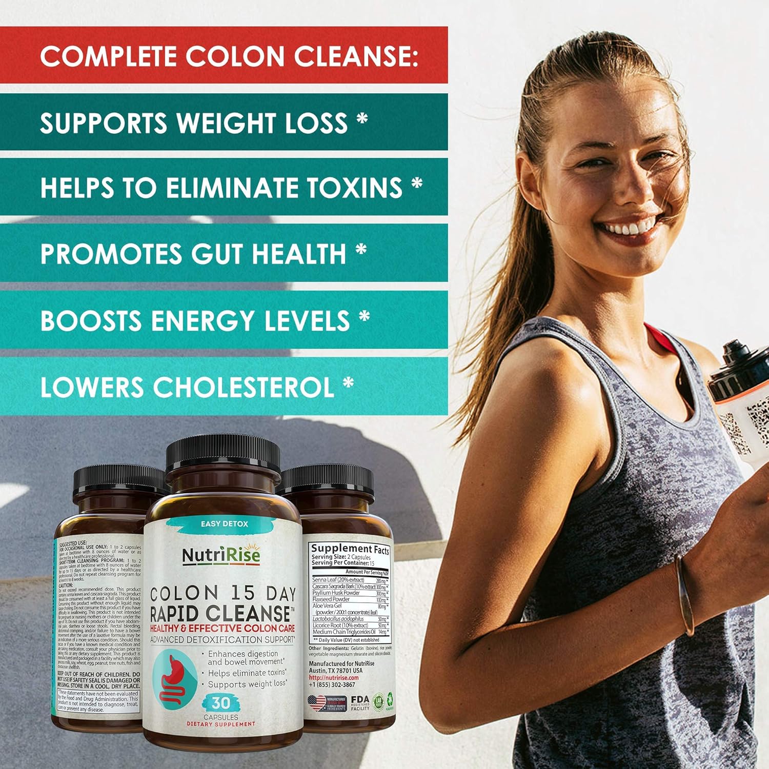 Colon Cleanser Detox for Weight Loss. 15 Day Fast-Acting Extra-Strength Cleanse with Probiotic & Natural Laxatives for Constipation Relief & Bloating Support. 30 Detox Pills to Detoxify & Boost Energy: Health & Personal Care