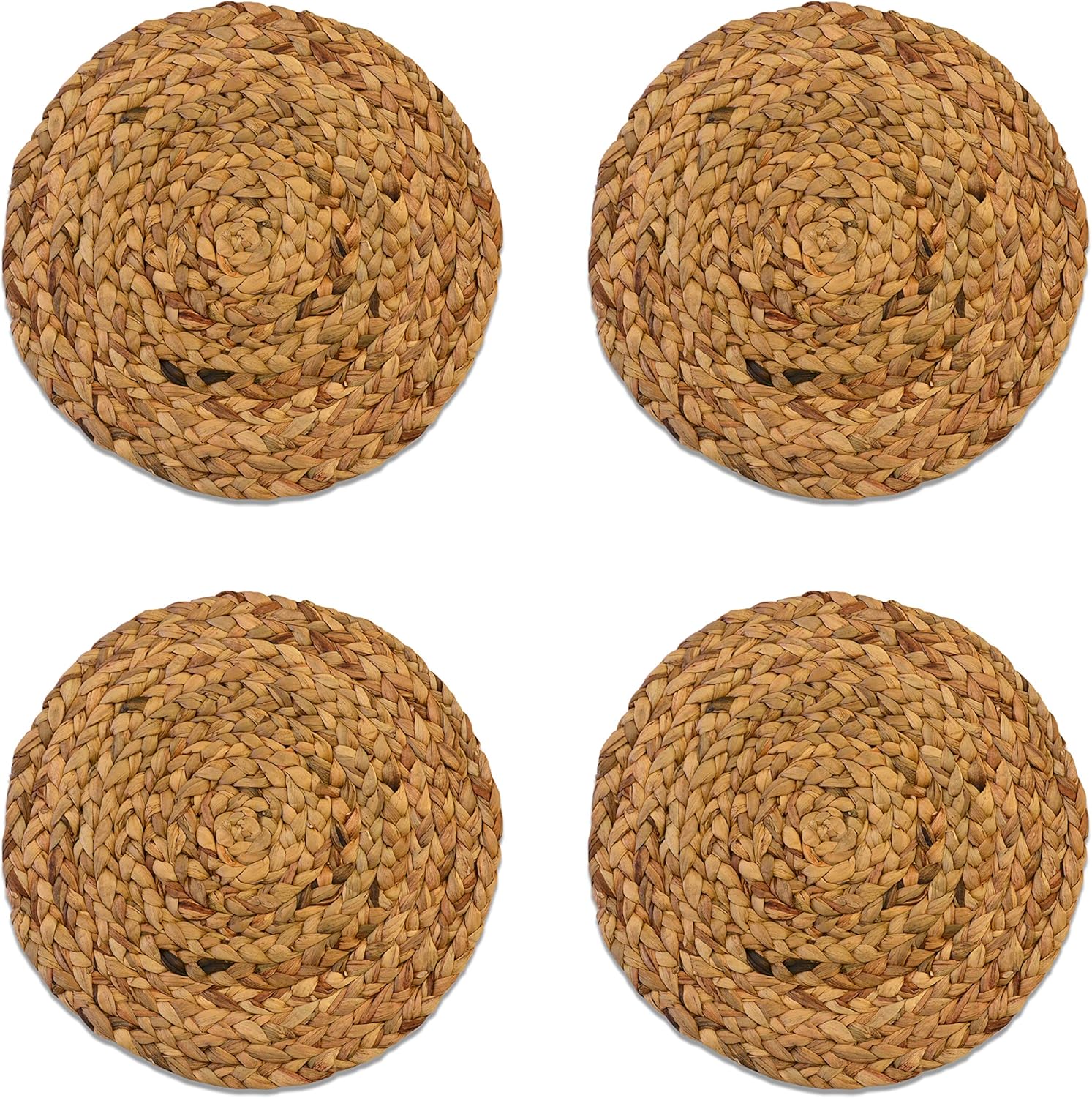 Benson Mills Water Hyacinth Braided Placemat Set of 4 (Natural, 15" Round): Home & Kitchen