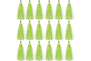 OROOTL Fishing Teasers, 18pcs Mylar Flash Bucktail Teaser Trolling Skirt Lure Tail for Saltwater Fishing Flounder Rigs Cod Sea Bass Wahoo