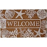 DII Natural Coir Doormat Outdoor Welcome Mat, 17x29, Seashells
