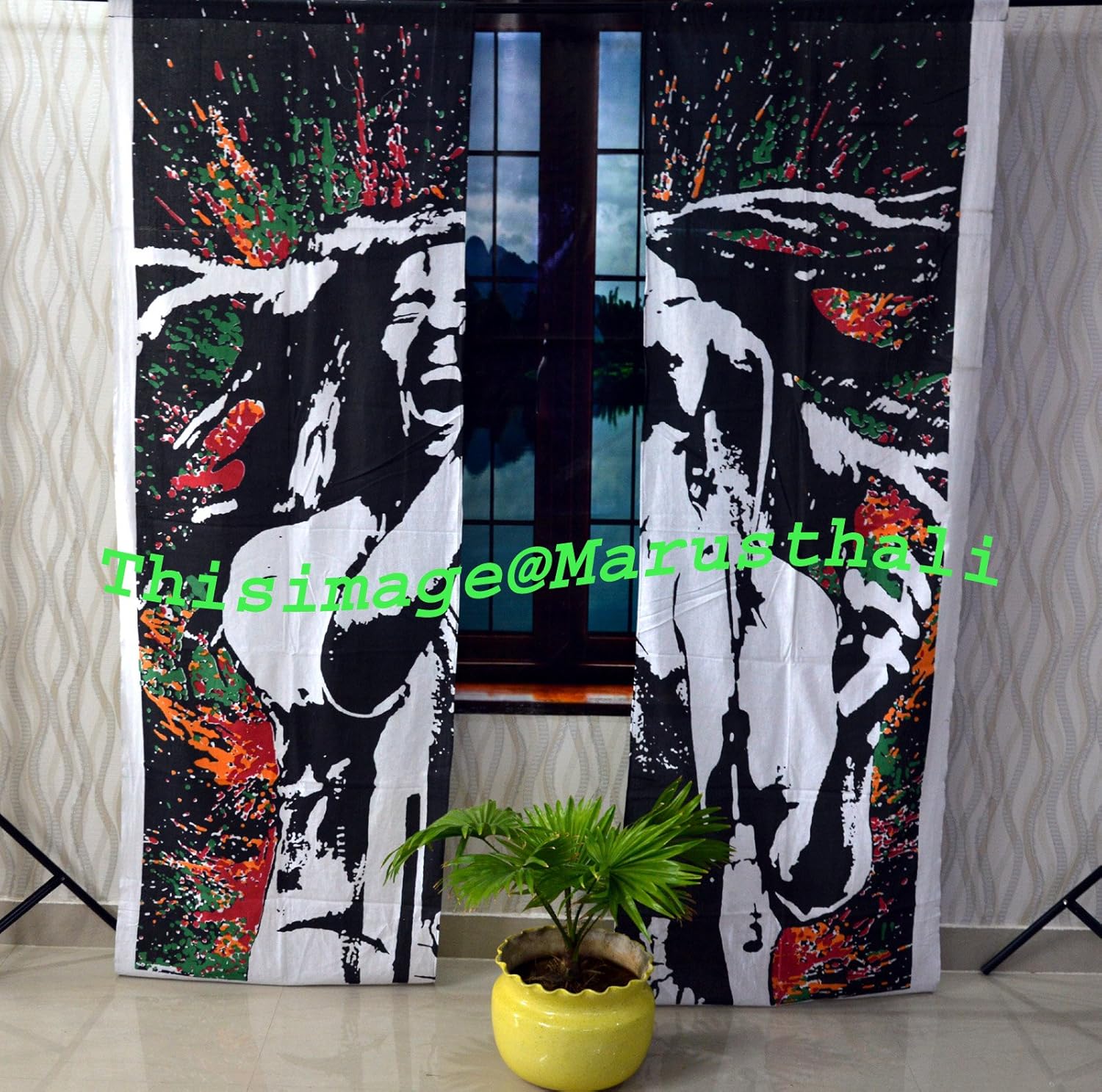 Bedroom Window Mandala Curtains Drape Balcony Room Decor Tie Dye Curtain Set (Multi Color )