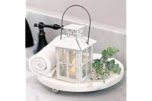 Kate Aspen Rustic Farmhouse Decor White Candle Holder Lantern Decorative (5 Inch), Wedding Decoration, Centerpiece Table Decorations, Home Decor, Shelf Decor, Fireplace Lantern