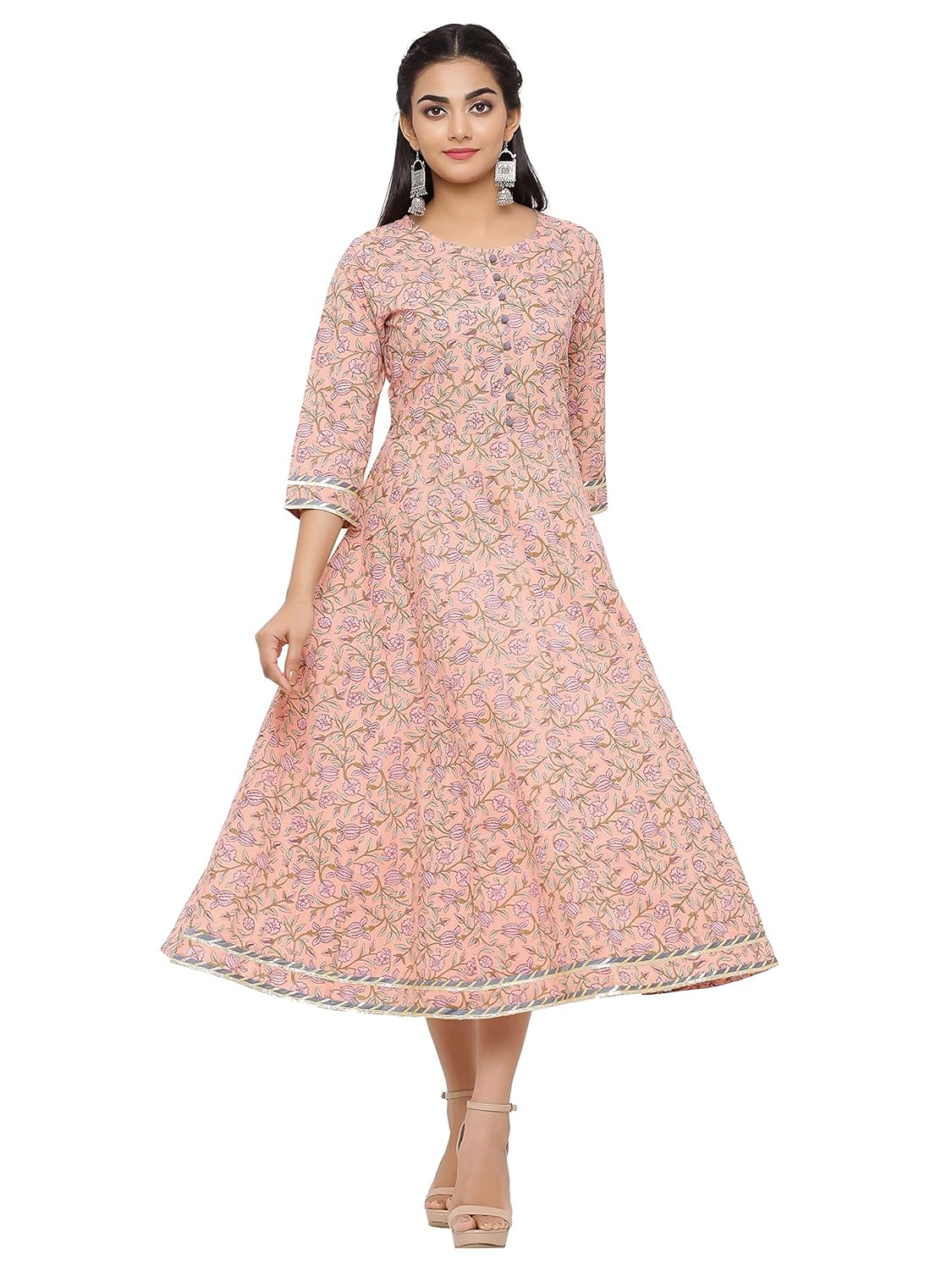 pink floral anarkali