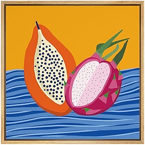 SIGNWIN Framed Canvas Wall Art Orange Papaya and...