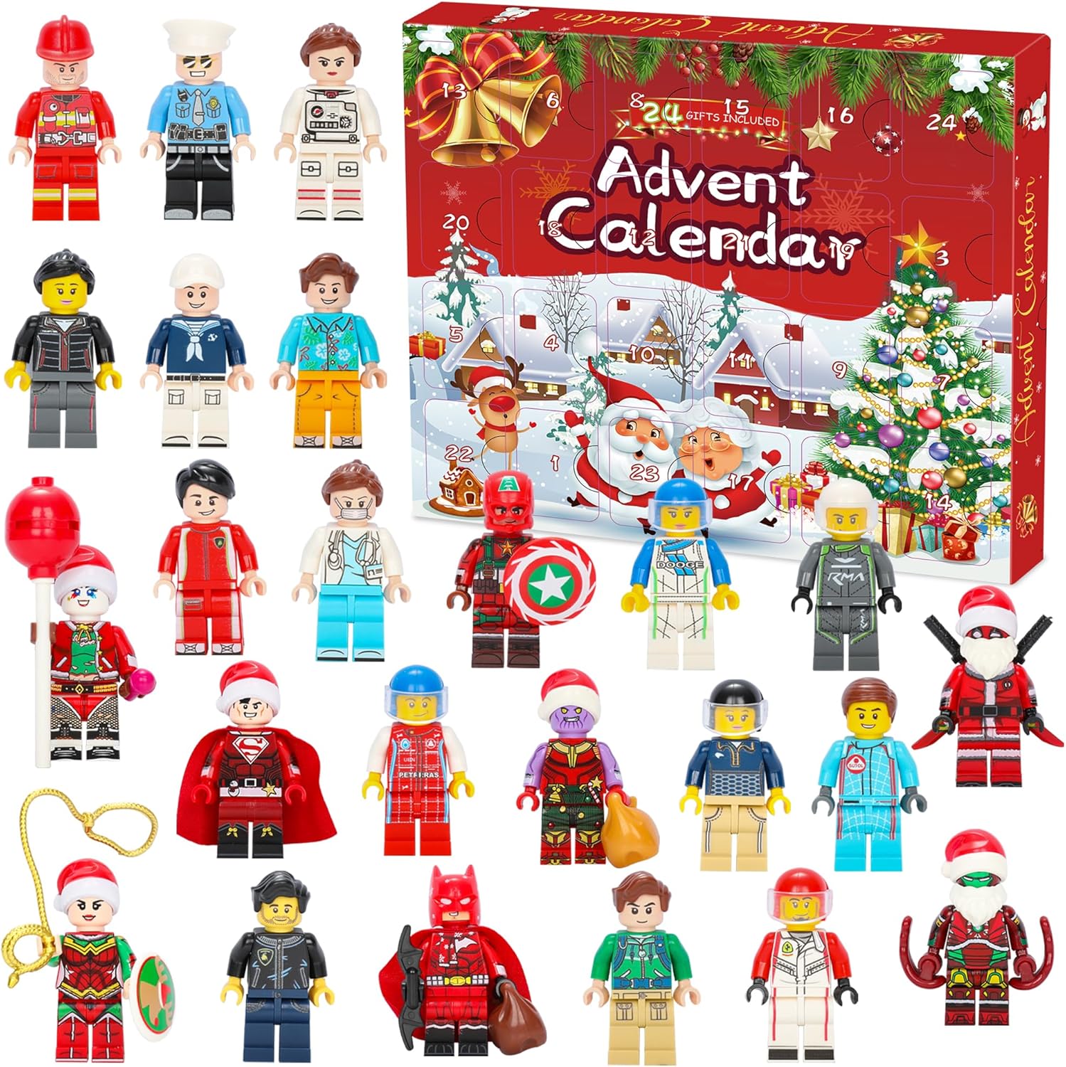 Advent Calendars - 2023 Superhero Advent Calendar Toys, 24 Days Christmas Countdown Calendars Include 24Pcs Figures Building Toy, Surprise Christmas Party Favor Gifts for Kids Boys and Girls