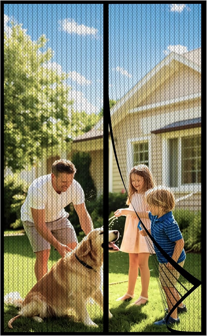 DIKER Fly Screen Doors Mesh 75x200cm Black Magnetic Curtain