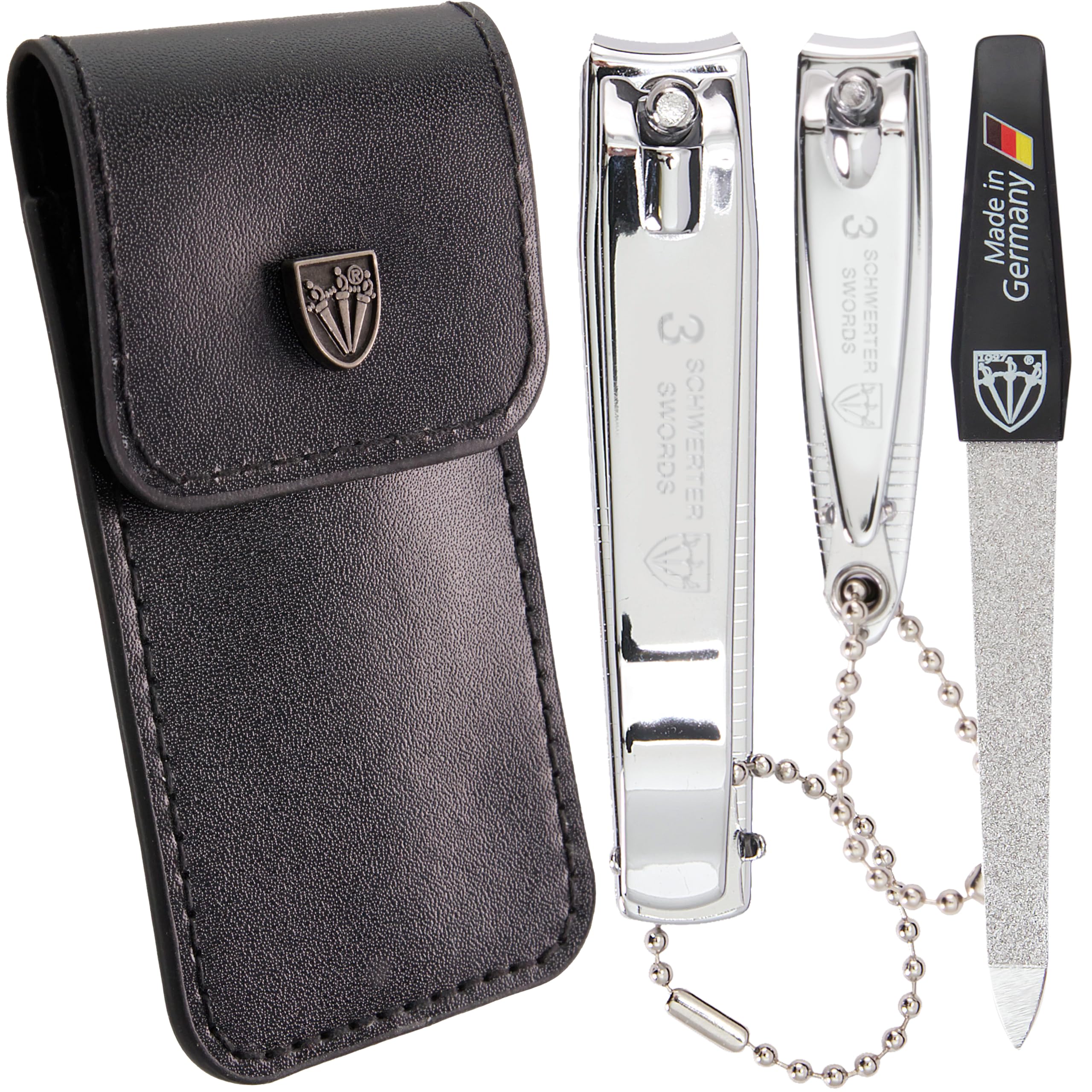 3 Swords Germany - Brand Quality 2 piece Manicure Pedicure Grooming kit Set Finger & Toe Nail Clipper in Synthetic Leather case - Made by 3 Swords (6721)